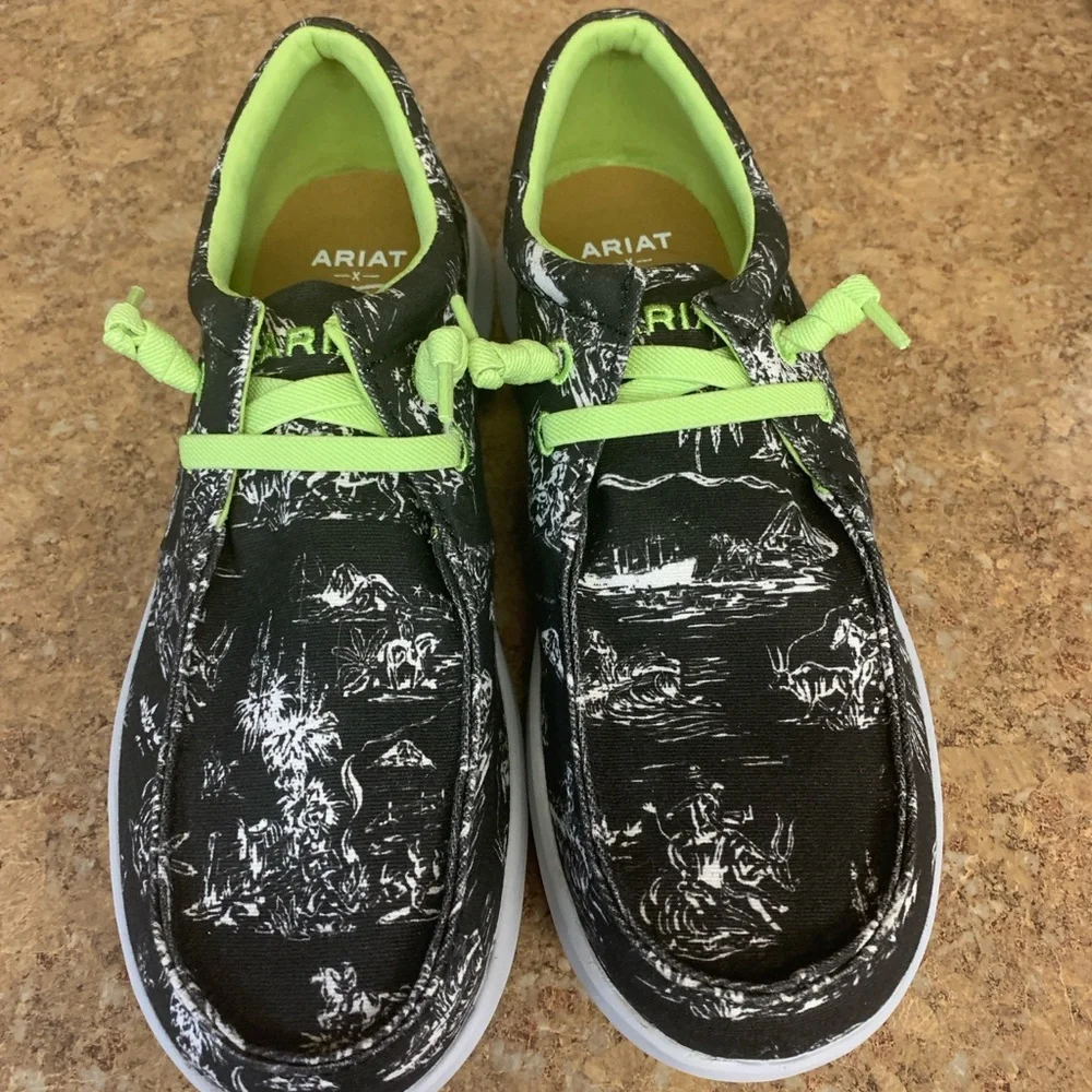 Ariat Black and Neon Green Sneakers - Picture 3 of 6